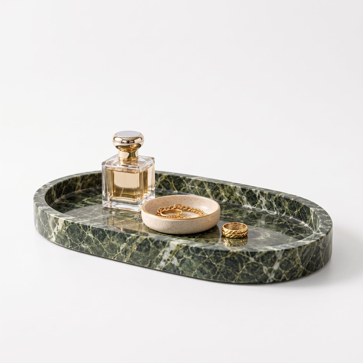 uyhklqp™ Green Marble-Style Vanity Tray