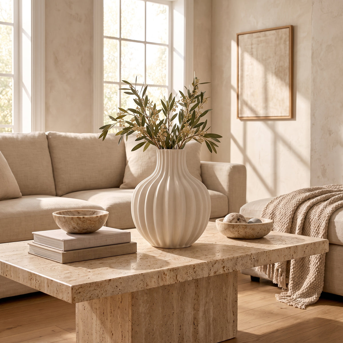 uyhklqp™ Ribbed Ceramic Vase