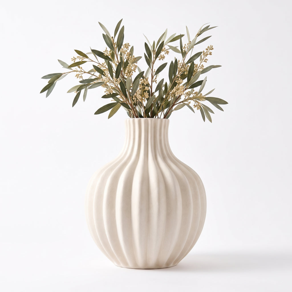 uyhklqp™ Ribbed Ceramic Vase