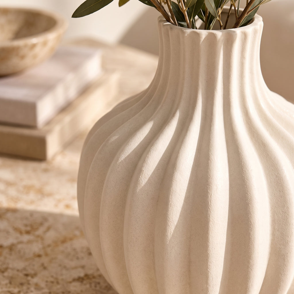 uyhklqp™ Ribbed Ceramic Vase
