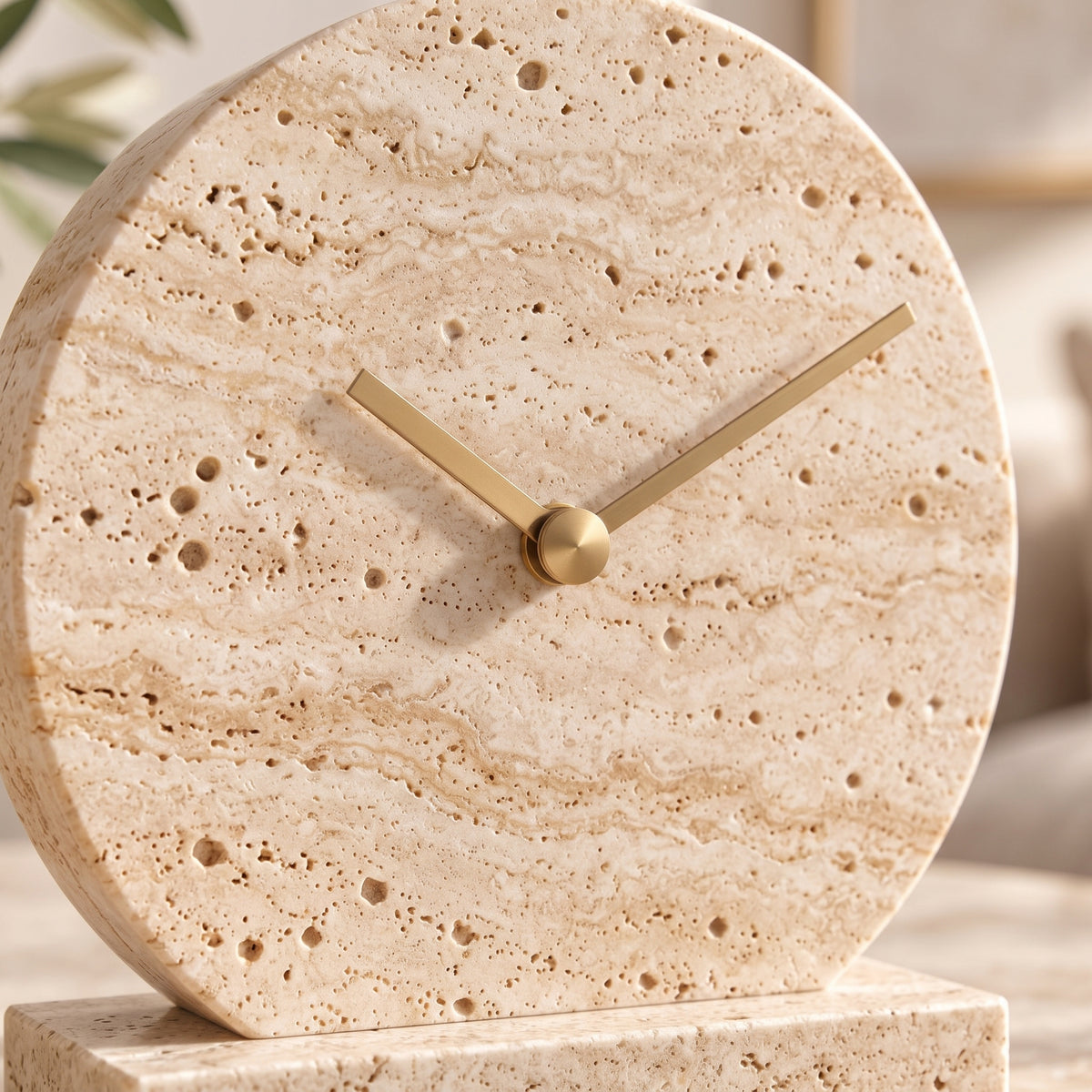 uyhklqp™ Travertine-Style Table Clock