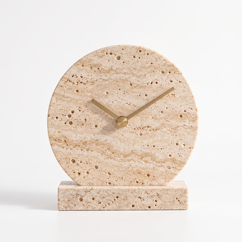 uyhklqp™ Travertine-Style Table Clock