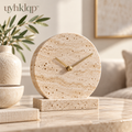 uyhklqp™ Travertine-Style Table Clock
