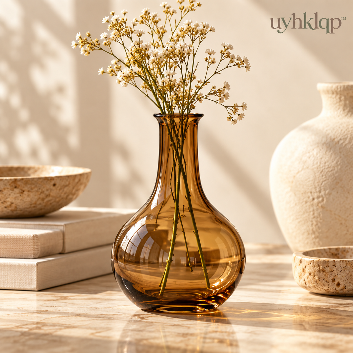 uyhklqp™ Amber Glass Bud Vase