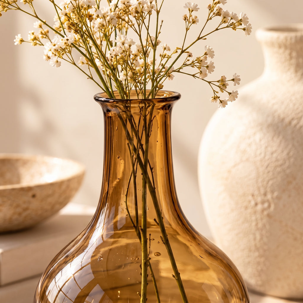 uyhklqp™ Amber Glass Bud Vase