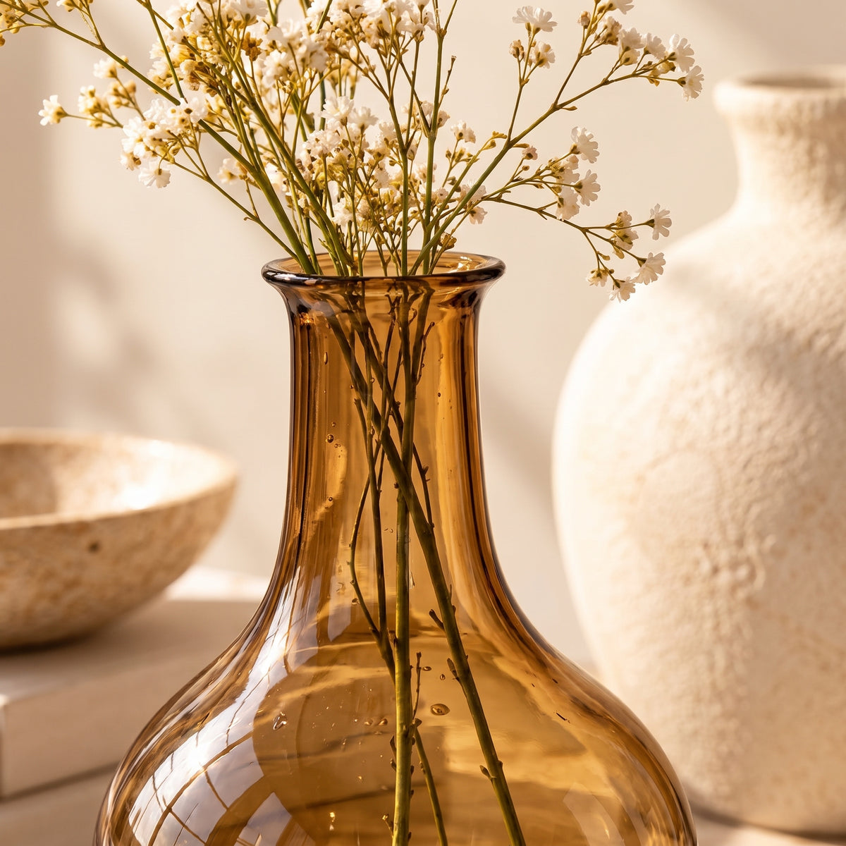 uyhklqp™ Amber Glass Bud Vase