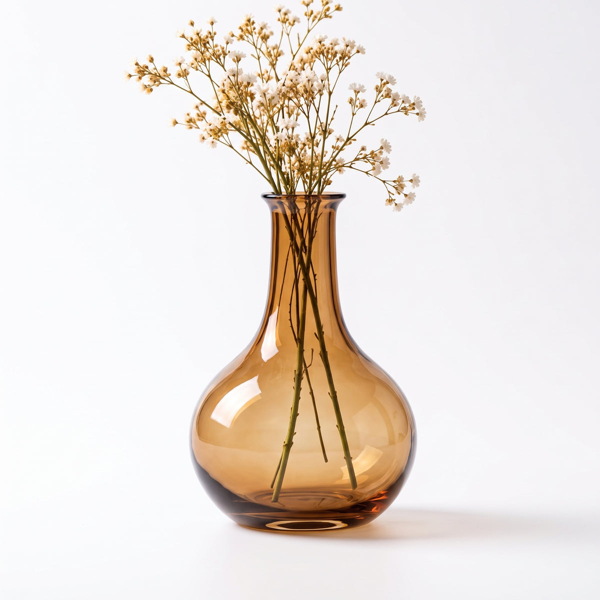 uyhklqp™ Amber Glass Bud Vase