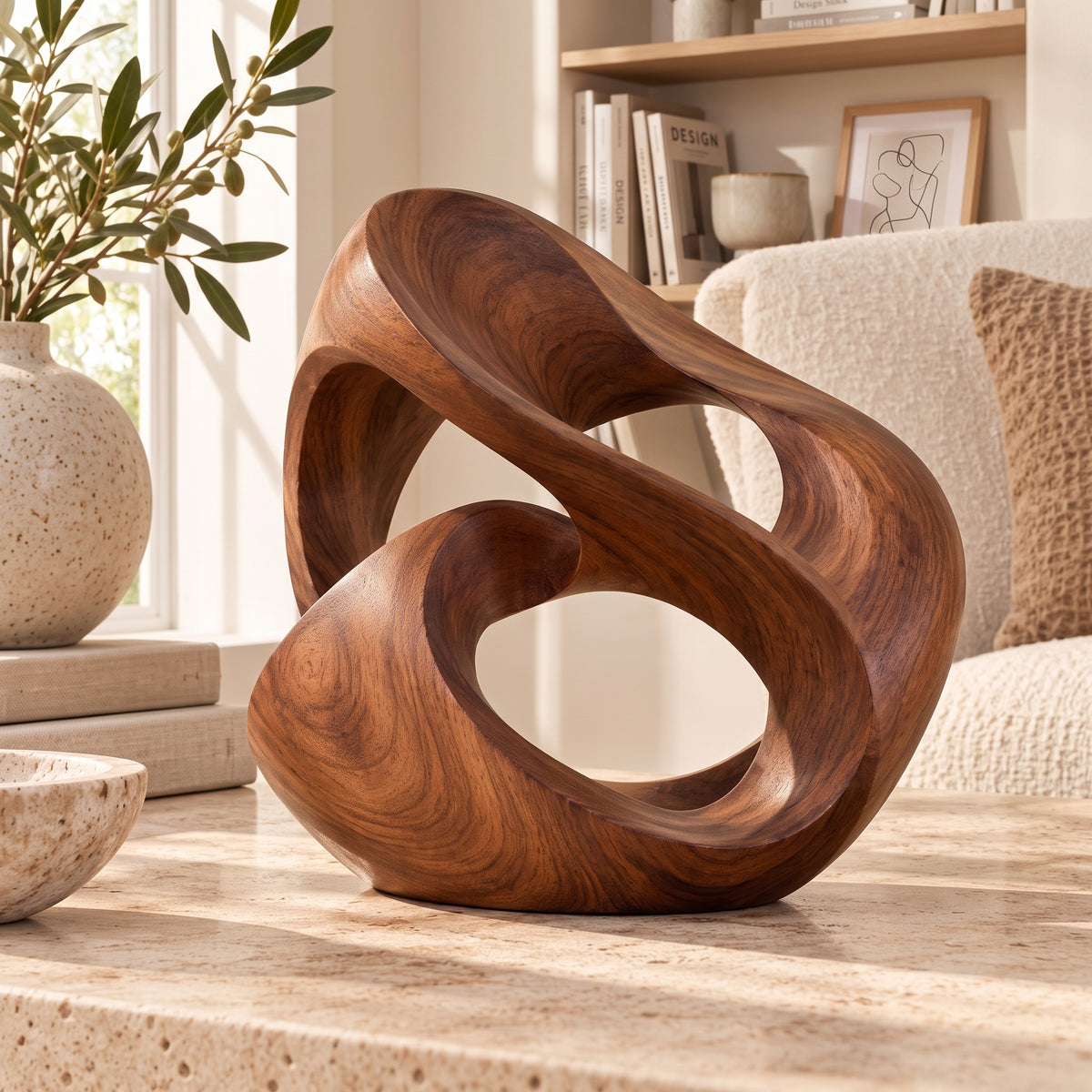 uyhklqp™ Walnut-Style Abstract Sculpture