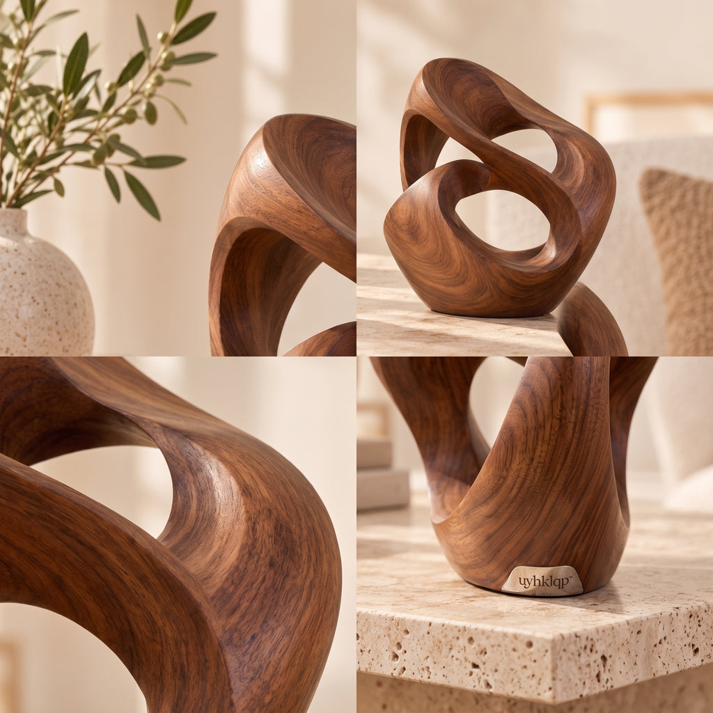 uyhklqp™ Walnut-Style Abstract Sculpture