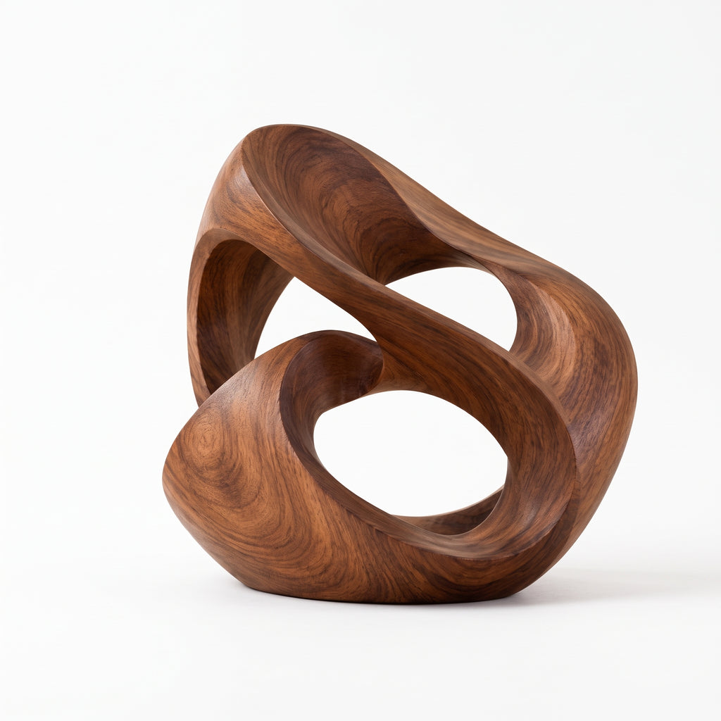 uyhklqp™ Walnut-Style Abstract Sculpture
