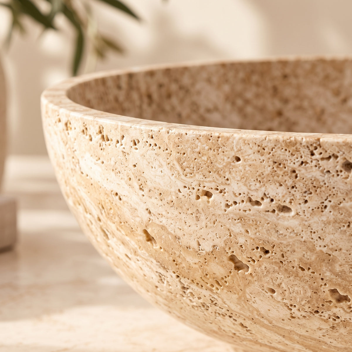 uyhklqp™ Travertine-Style Decorative Bowl