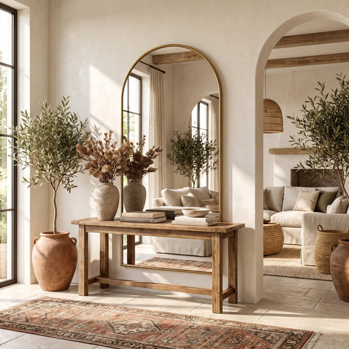 uyhklqp™ Arched Gold-Tone Wall Mirror