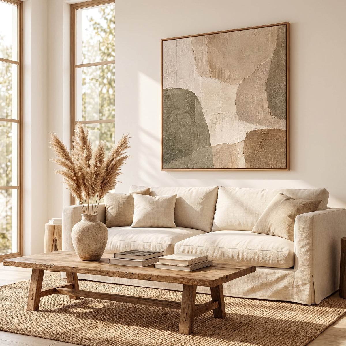 uyhklqp™ Textured Neutral Abstract Wall Art