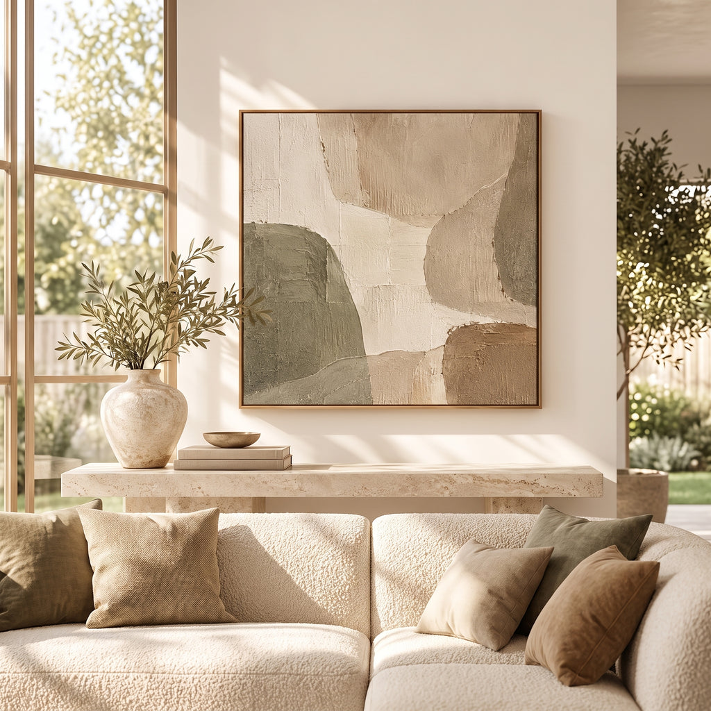 uyhklqp™ Textured Neutral Abstract Wall Art