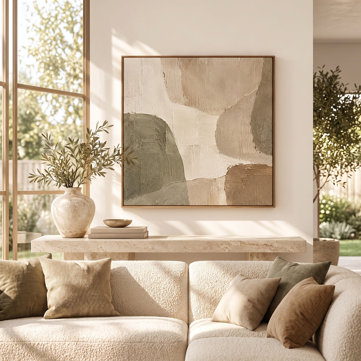 uyhklqp™ Textured Neutral Abstract Wall Art