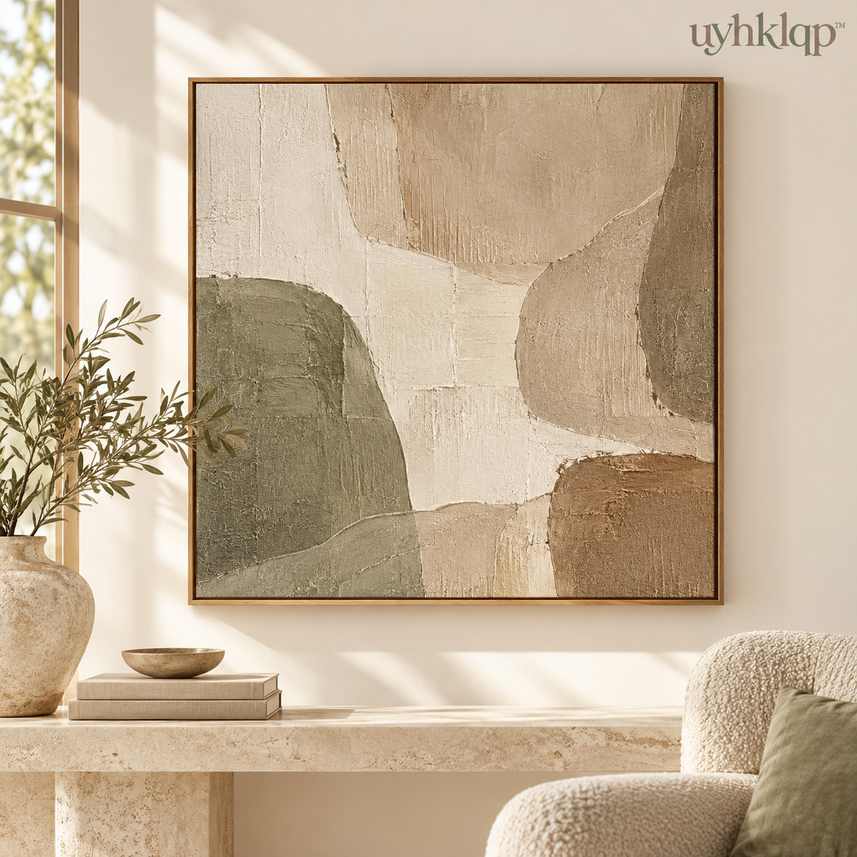 uyhklqp™ Textured Neutral Abstract Wall Art