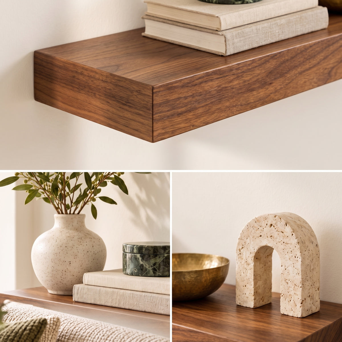 uyhklqp™ Walnut-Tone Floating Display Shelf