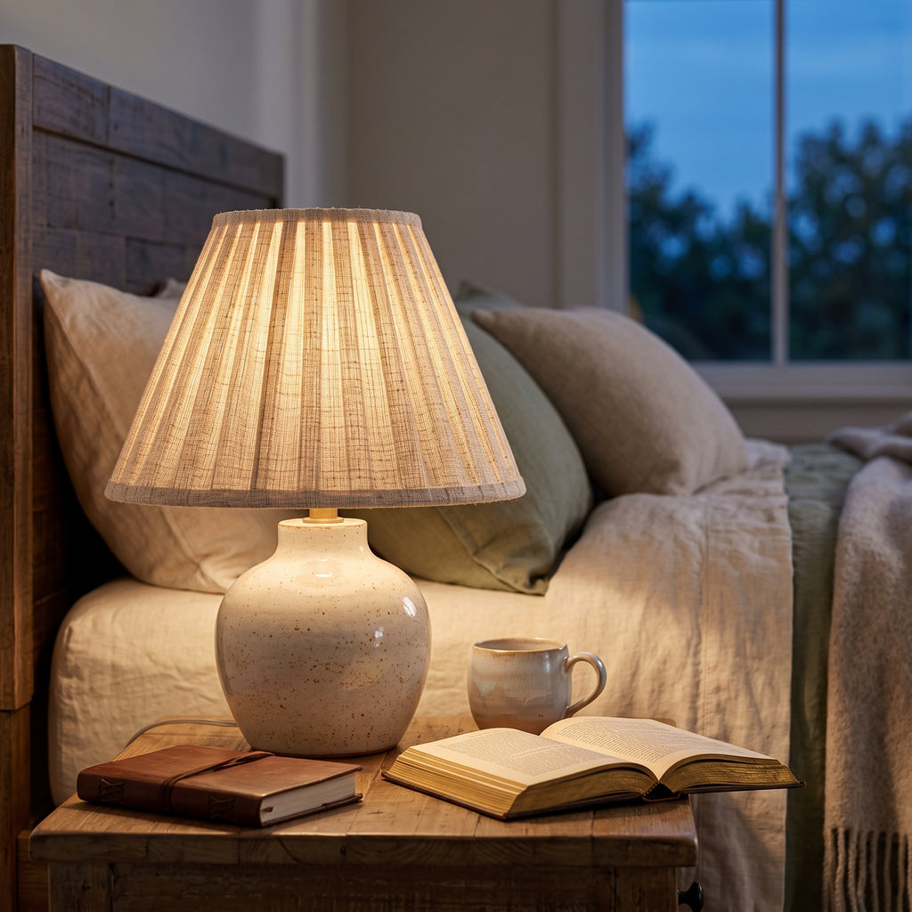 uyhklqp™ Pleated Shade Ceramic Table Lamp